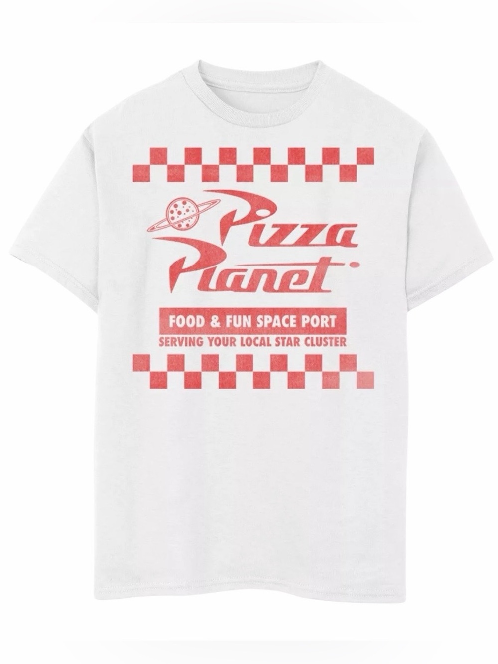 NWT -Disney - Toy Story White Tee with Pink "Pizza Planet" Graphic